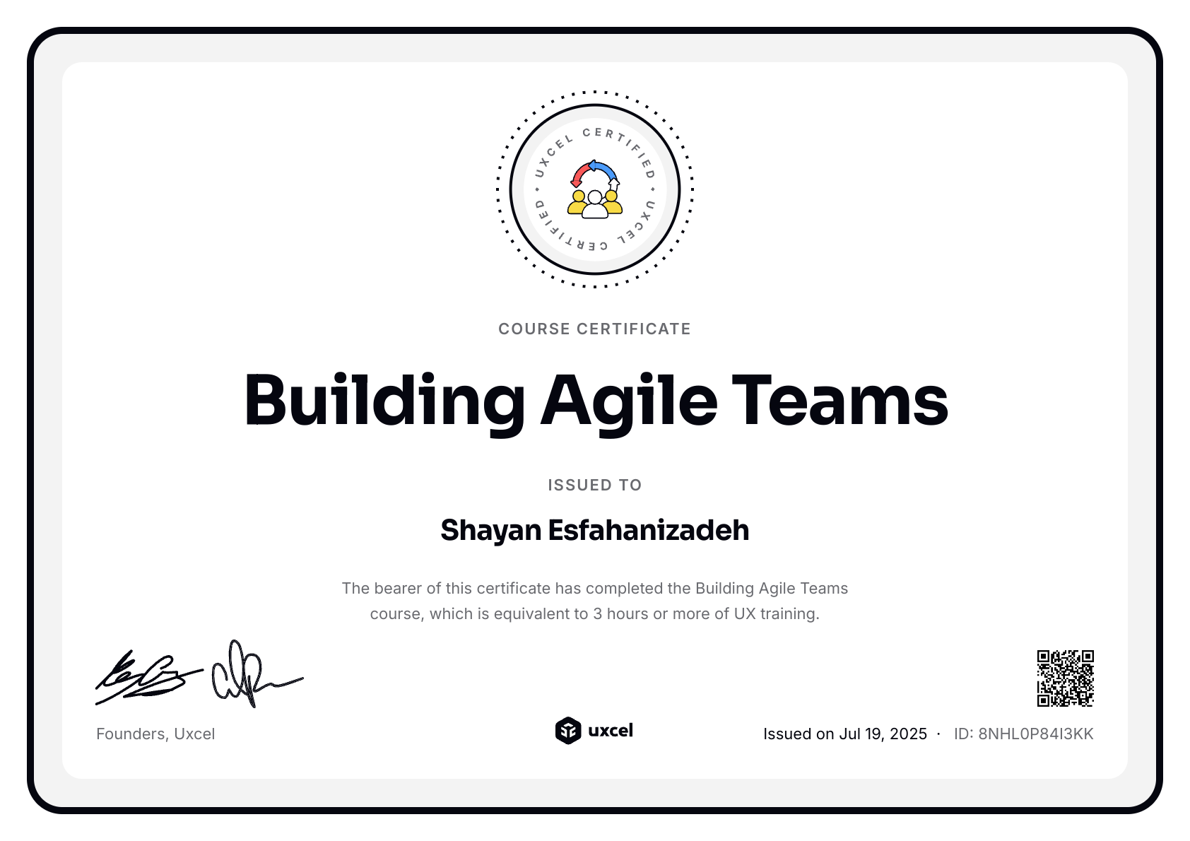Shayan Esfahanizadeh's certificate